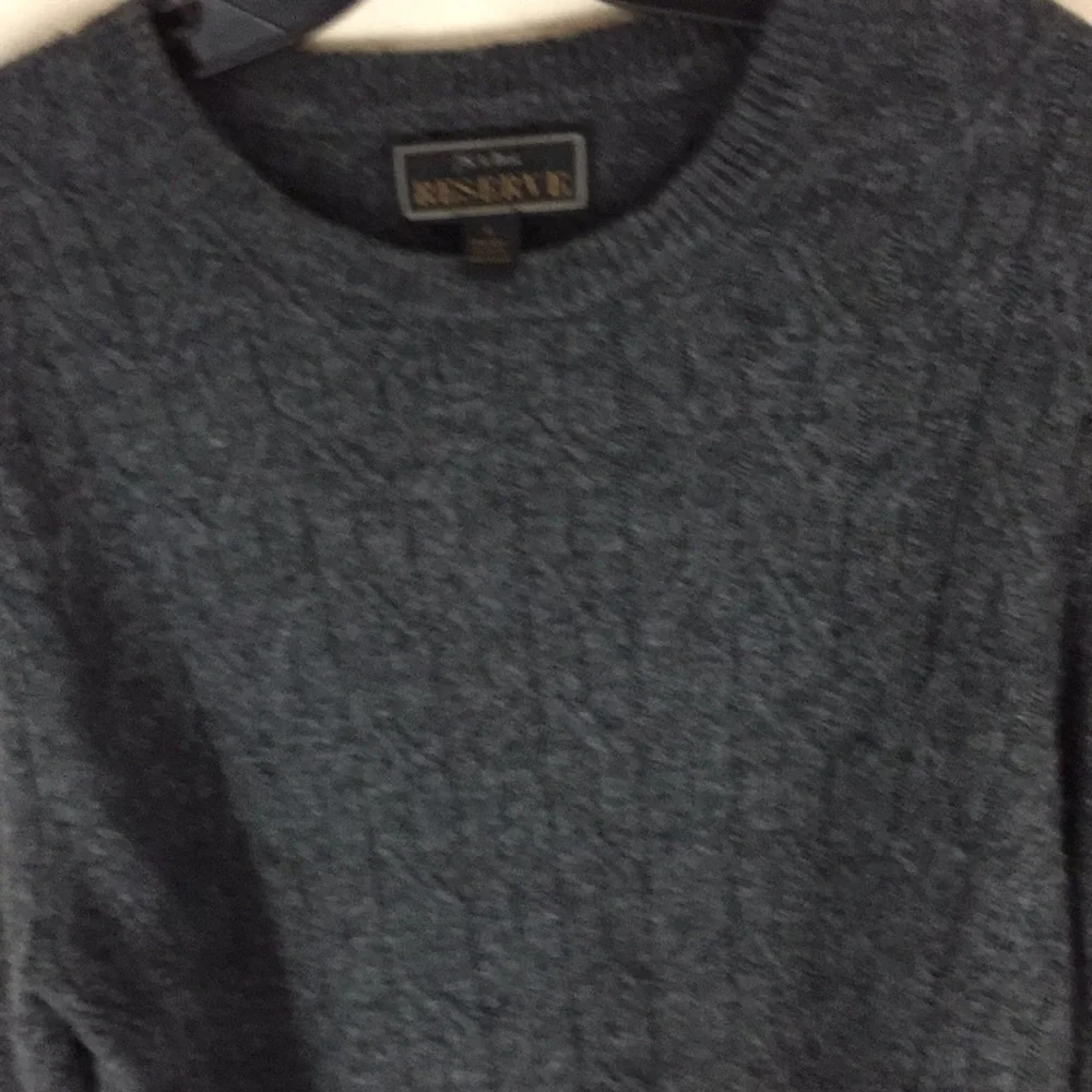 Jos A Banks Reserve Wool Blend Gray Cable Knit Sweater Size Large